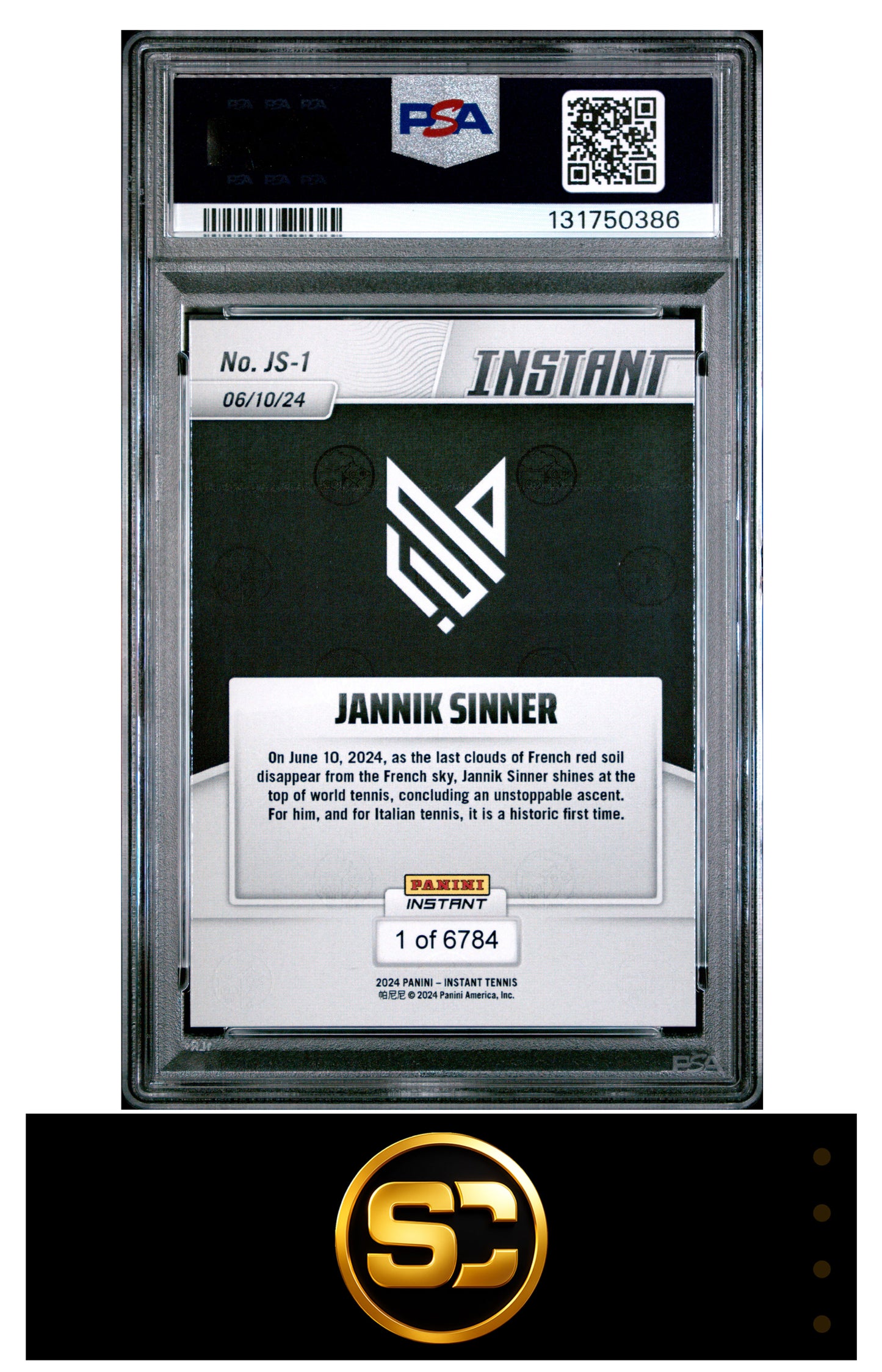 Jannik Sinner 2024 Panini Instant ATP Rookie /6784 PSA 10