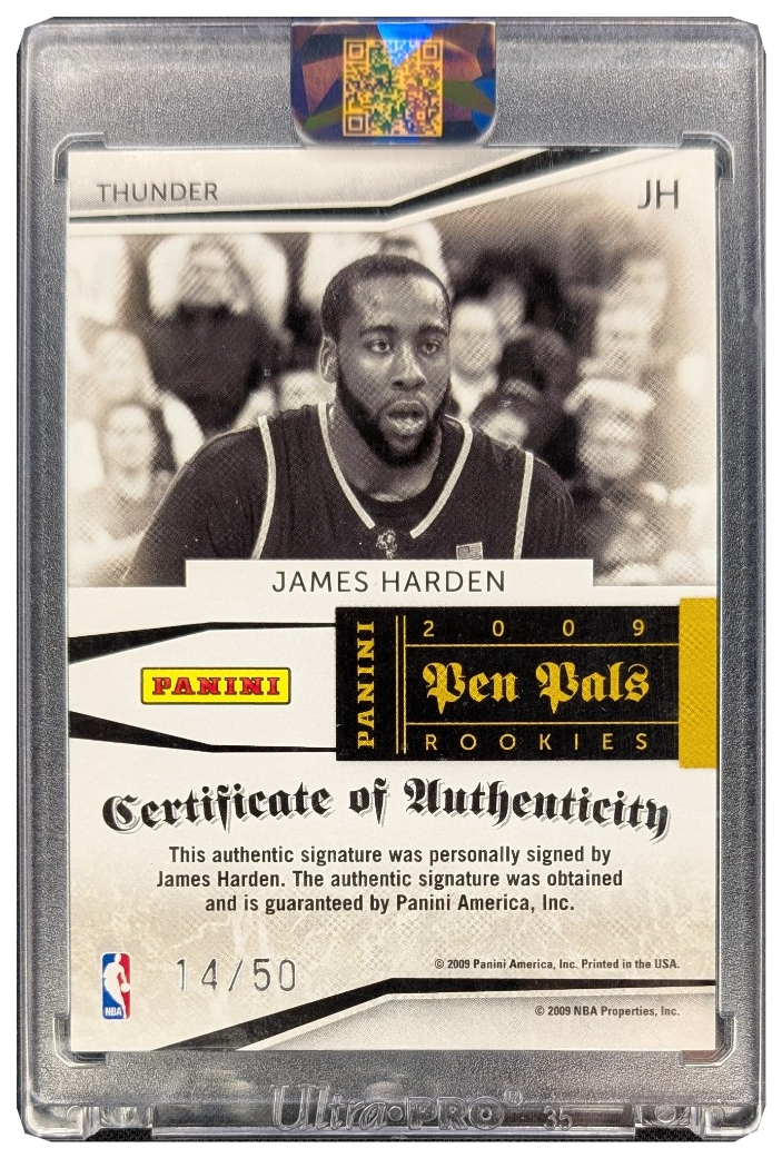 James Harden 2009 Rookie Pen Pals Auto RC /50