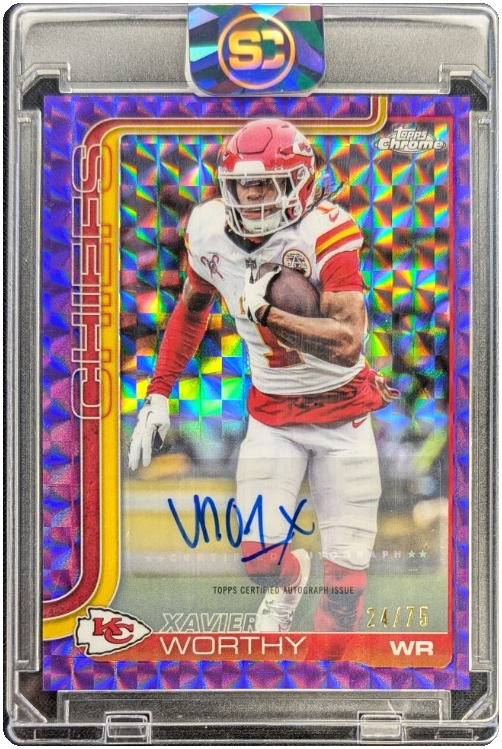 Xavier Worthy 2025 Chrome Geometric Purple /75