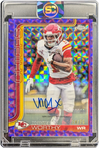 Xavier Worthy 2025 Chrome Geometric Purple /75