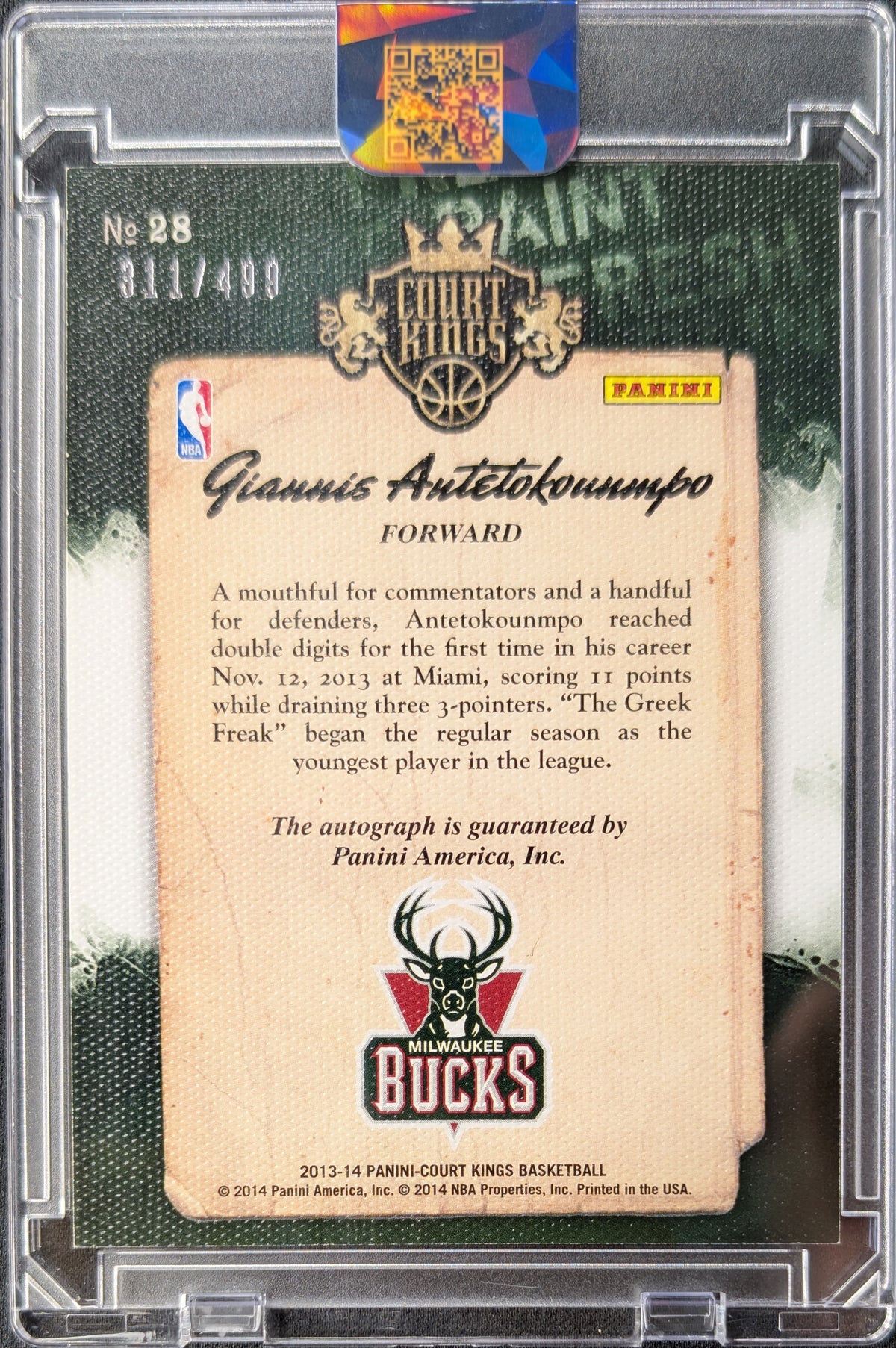 Giannis Antetokounmpo 2013 Court Kings Fresh Paint Rookie Auto RC /499