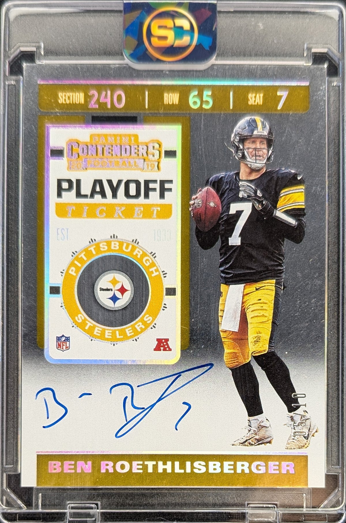 Ben Roethlisberger 2019 Contenders Playoff Ticket Gold Auto /10