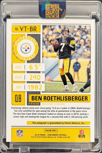 Ben Roethlisberger 2019 Contenders Playoff Ticket Gold Auto /10