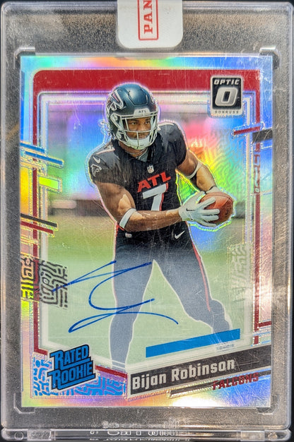 Bijan Robinson 2023 Donruss Optic Rated Rookie Holo Auto RC /75