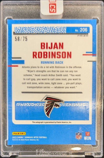 Bijan Robinson 2023 Donruss Optic Rated Rookie Holo Auto RC /75