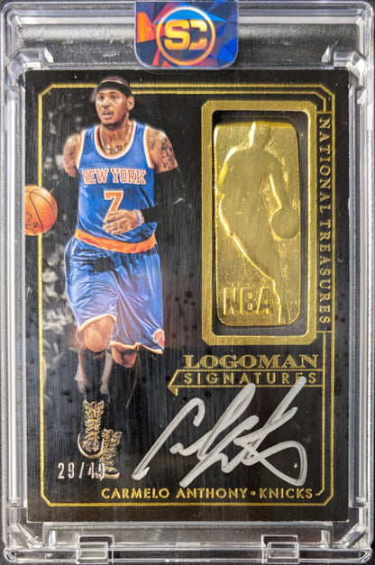 Carmelo Anthony 2015 National Treasures Gold Logoman Auto /49