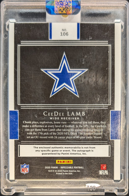 CeeDee Lamb 2020 Impeccable Rookie Patch Auto RC /35