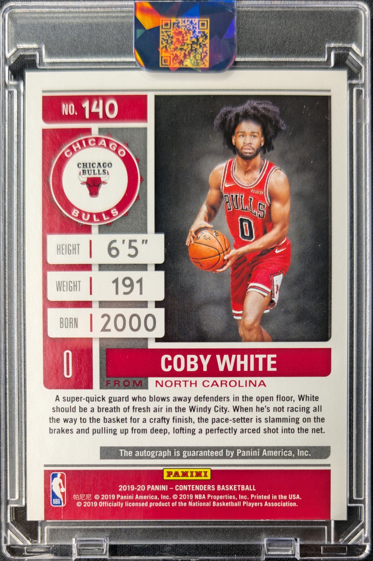 Coby White 2019 Contenders Rookie Ticket Cracked Ice Auto RC /25
