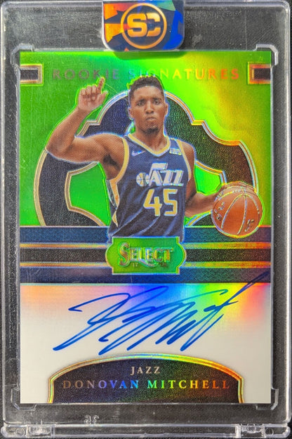 Donovan Mitchell 2017 Select Rookie Signatures Green Auto /65