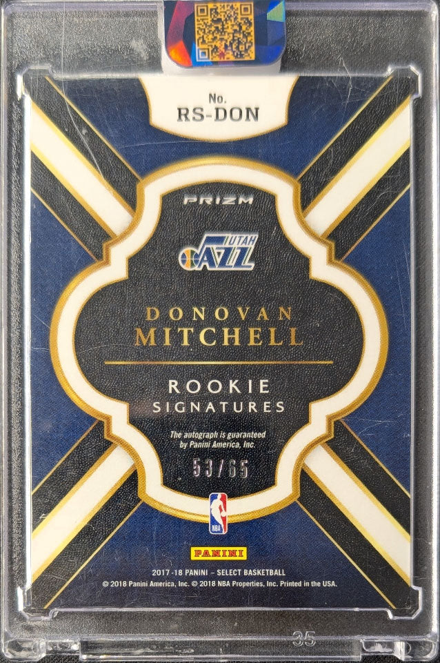 Donovan Mitchell 2017 Select Rookie Signatures Green Auto /65
