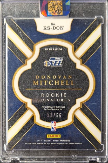 Donovan Mitchell 2017 Select Rookie Signatures Green Auto /65