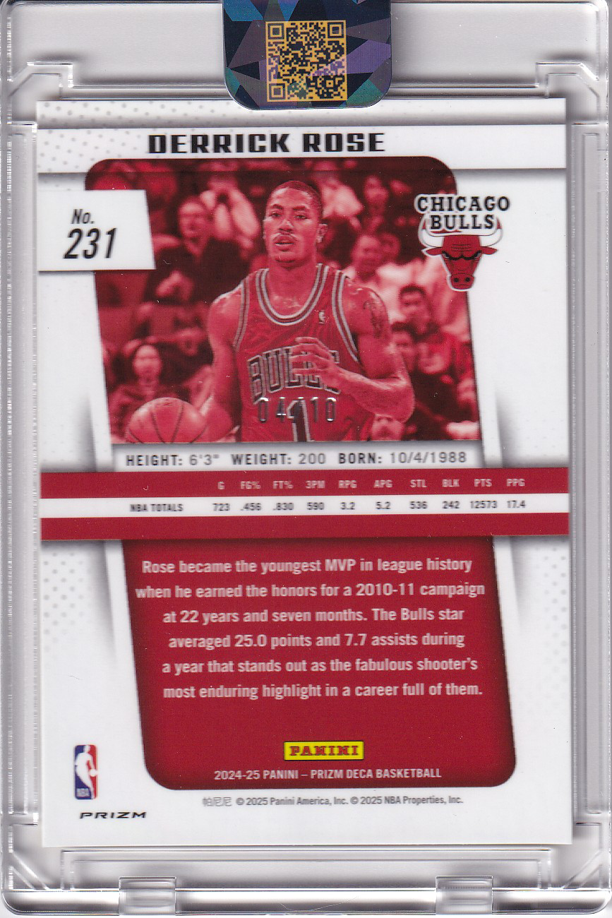 Derrick Rose 2024 PRIZM Deca Legends Gold /10