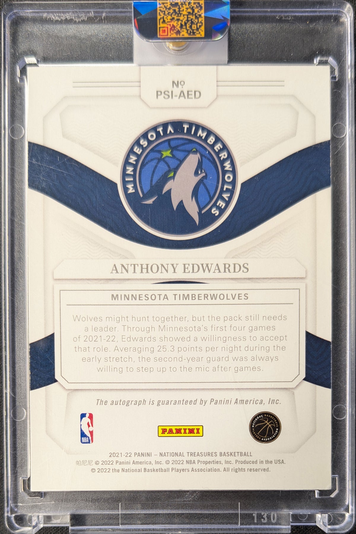 Anthony Edwards 2021 National Treasures Peerless Auto /25