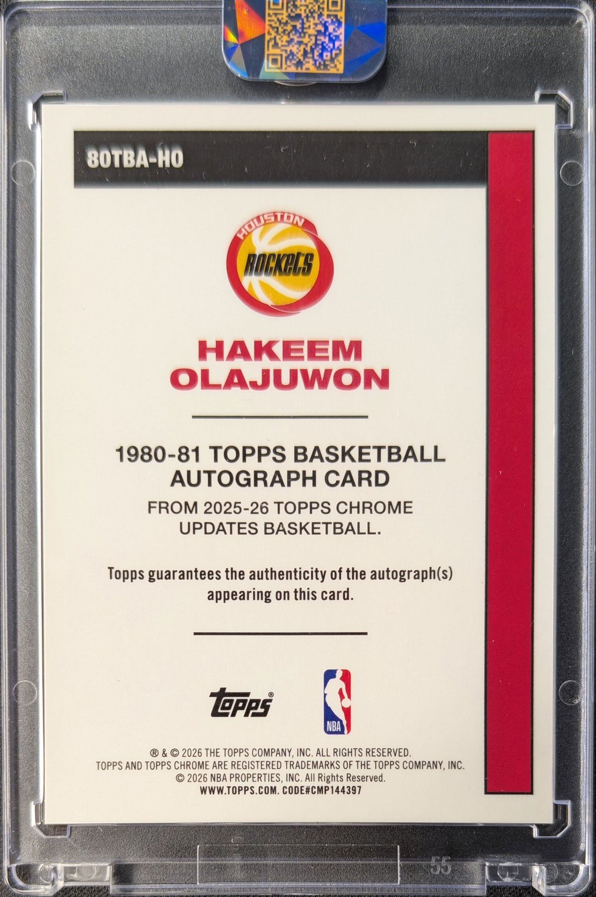 Hakeem Olajuwon Chrome 1980-81 Black Sapphire Auto /10