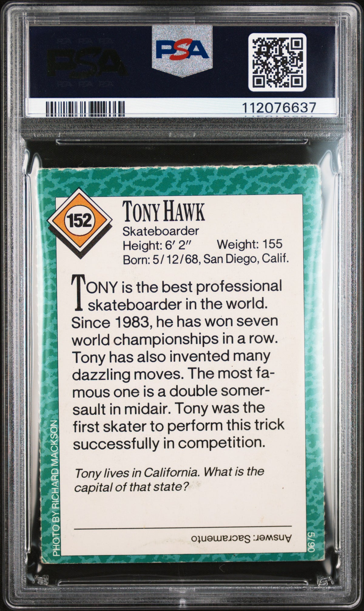 Tony Hawk 1990 SI For Kids Rookie PSA AUTO 10