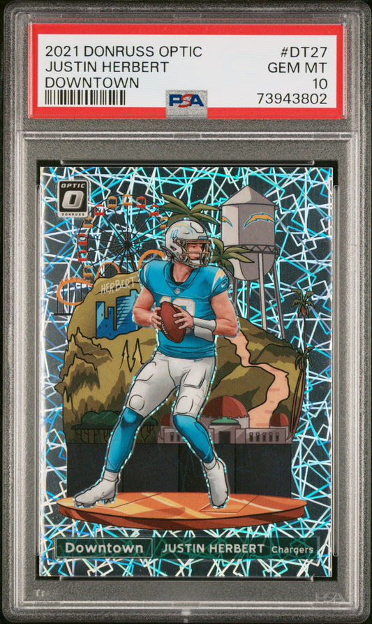 Justin Herbert Panini 2021 Downtown Optic PSA 10
