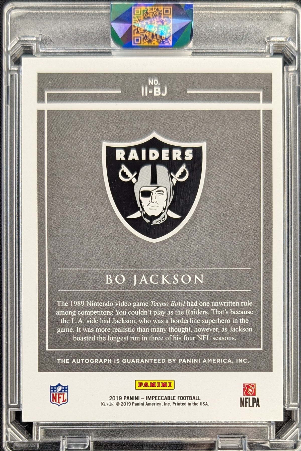 Bo Jackson 2019 Impeccable Impressions Auto /15