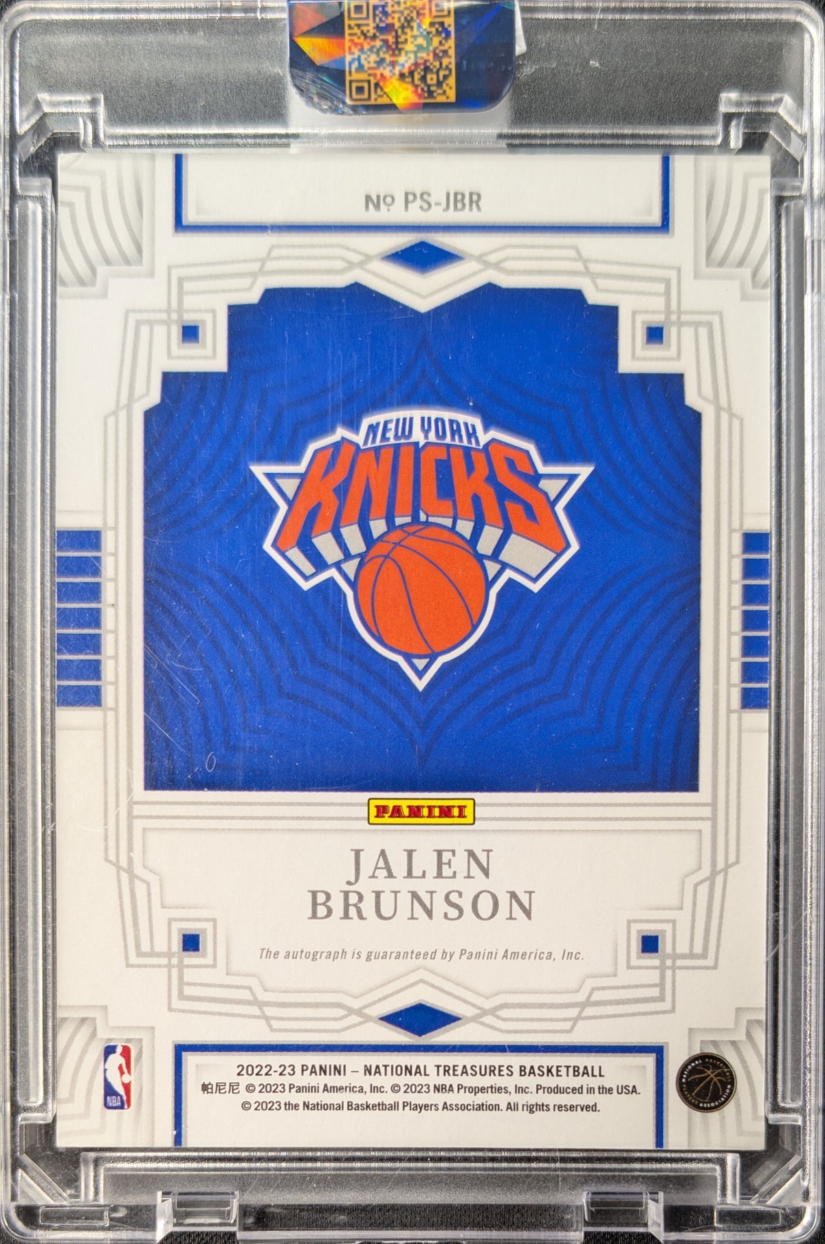 Jalen Brunson 2022 National Treasures Penmanship Auto /99