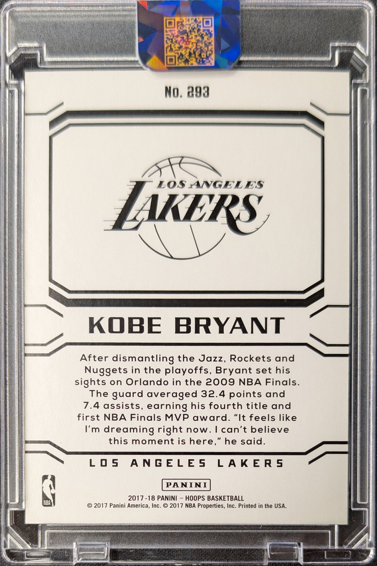 Kobe Bryant 2017 Hoops Career Tribute Green /99
