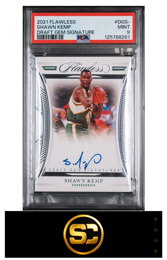 Shawn Kemp 2021-22 Panini Flawless Draft Gem Signature Auto /25 PSA 9