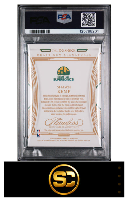 Shawn Kemp 2021-22 Panini Flawless Draft Gem Signature Auto /25 PSA 9