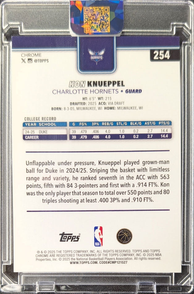 Kon Knueppel 2025 Chrone Blue X-Fractor Rookie