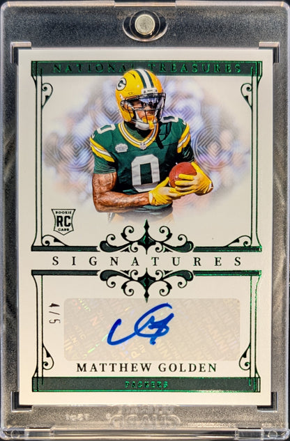 Matthew Golden 2025 National Treasures Rookie Auto Green RC /5