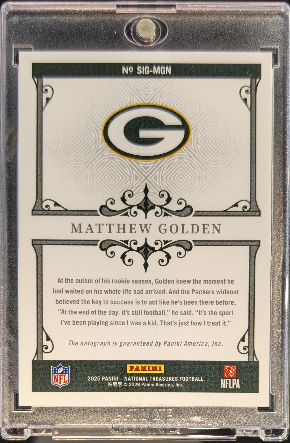 Matthew Golden 2025 National Treasures Rookie Auto Green RC /5