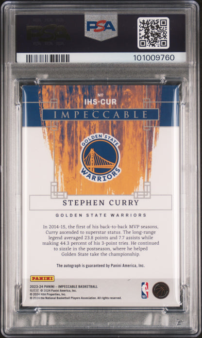 Stephen Curry 2023 Impeccable Honors Signature Holo Silver /15