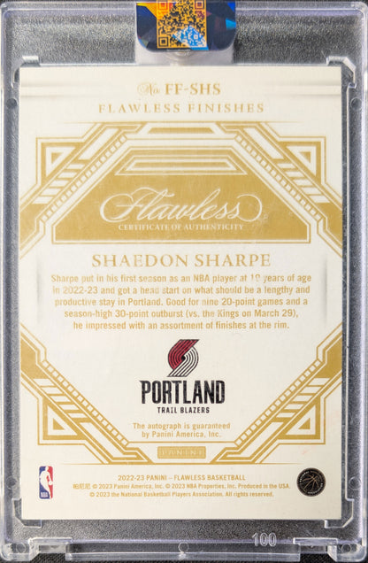 Shaedon Sharpe 2022 Flawless Ruby Auto Rookie /15