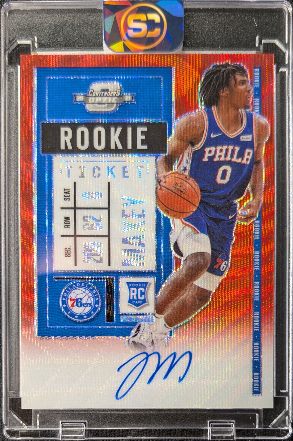 2020 Tyrese Maxey Contenders Optic Rookie Ticket Red Wave Auto