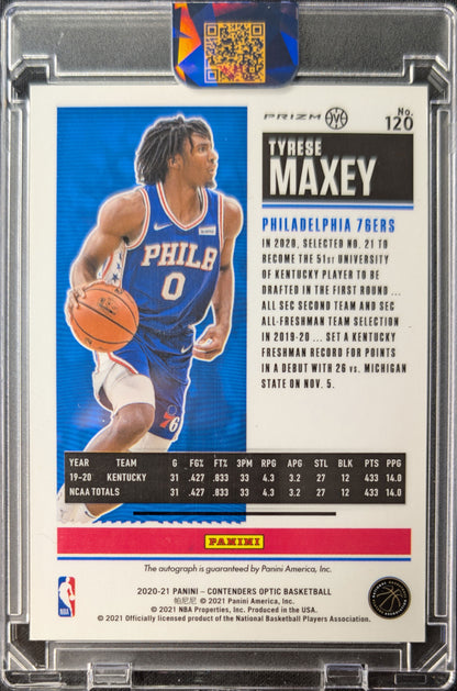 2020 Tyrese Maxey Contenders Optic Rookie Ticket Red Wave Auto