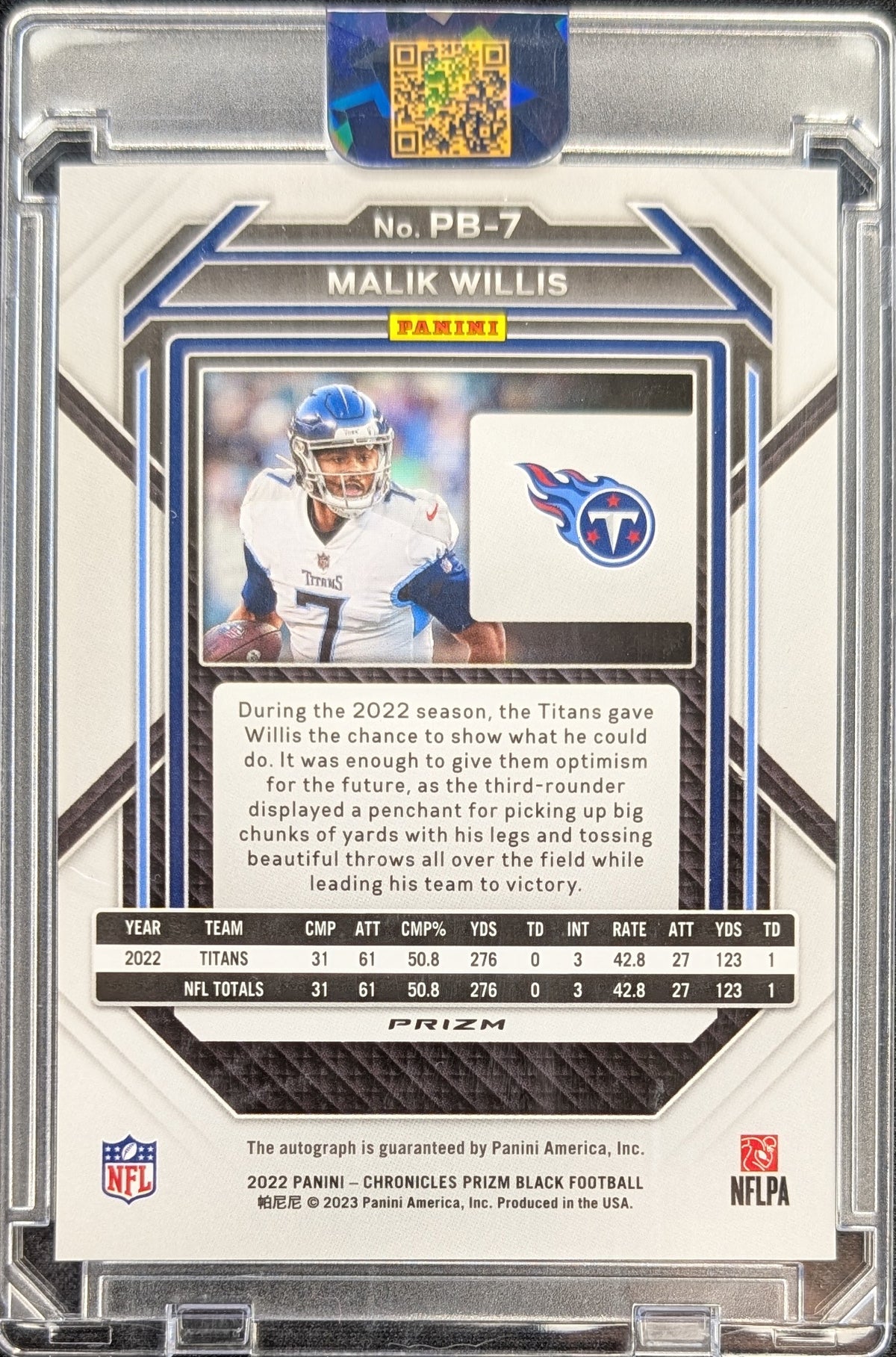 Malik Willis 2022 PRIZM BLACK Rookie Auto RC