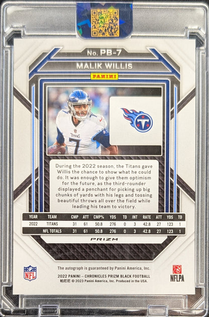 Malik Willis 2022 PRIZM BLACK Rookie Auto RC